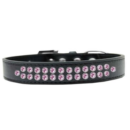 UNCONDITIONAL LOVE Two Row Light Pink Crystal Dog CollarBlack Size 18 UN784031